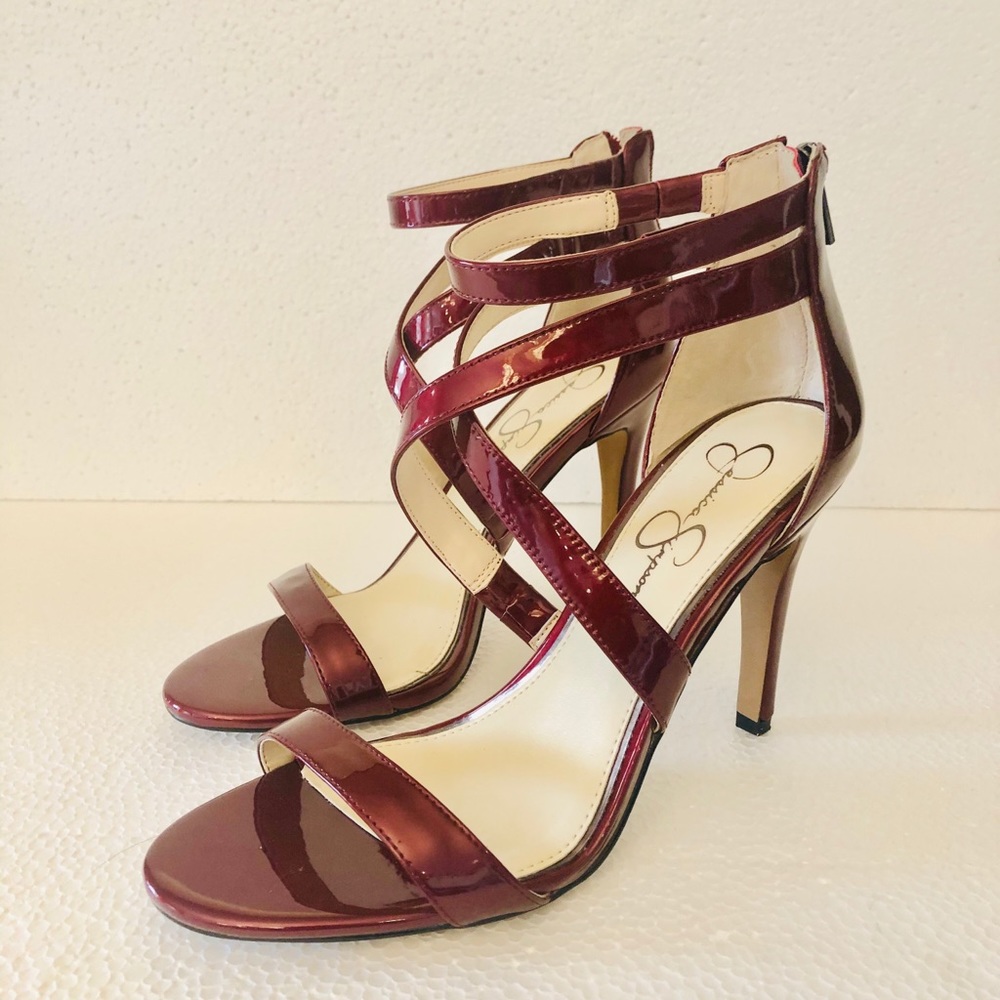 Jessica Simpson Strappy Ankle Zip Stilettos SZ 10M
